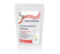 Cod Liver Oil 550mg for Pets with Vitamin A and Vitamin D3 Omega 3 EPA DHA Fish Oil 30 Capsules - Choose Your Packet Size - LetterBox Friendly UK Fast Delivery - Petrition for Dogs and Cats