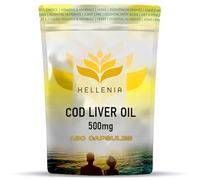 Cod Liver Oil Capsules 500mg - 180 Capsules | UK Made Fish Oil - 6 Month Supply | Providing Omega 3 with Vitamins A and D, for The Normal Function of The Immune System - Made in The UK for Hellenia