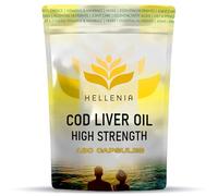 Cod Liver Oil Capsules High Strength 1000mg - 180 Capsules | UK Made Fish Oils - 6 Month Supply | Rich Source of Omega 3 Essential Fatty Acids | High EPA DHA - Made in The UK for Hellenia