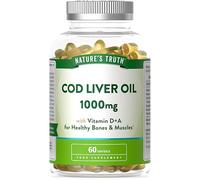 Cod Liver Oil Capsules High Strength | 1000mg | 60 Softgels with Omega 3, Vitamin D and A | Providing DHA & EPA | Nature's Truth