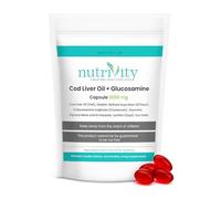 Cod Liver Oil & Glucosamine 1000mg | 120 Capsules | 4 Month Supply | High Strength Omega-3 EPA & DHA | Halal Suitable | UK GMP Made | Nutrivity