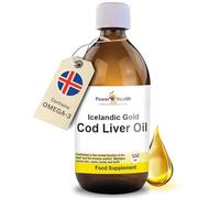 Cod Liver Oil Liquid 2 x 500ml - Icelandic Gold Omega 3 Fish Oil | Pack of 2, 425mg EPA DHA omega 3 per serving with vitamin A and vitamin D, pure high strength, by Power Health