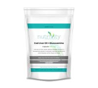 Cod Liver Oil, Omega 3 & Glucosamine High Strength 1200mg Softgels | 3 in 1 Formula | High Strength Omega-3 EPA & DHA | 12 Month Supply | Halal | Gluten & Dairy Free | UK GMP Made | Nutrivity