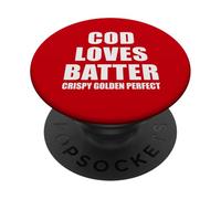 Cod Loves Batter Crispy Golden Perfect - Fun Fish and Chips PopSockets Adhesive PopGrip