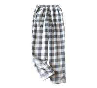 codcm Womens Plaid Fluffy Pajama Pants Fuzzy Fleece Cozy Lounge Pants with Pockets Winter Warm Pj Bottoms, Gray Straight, L