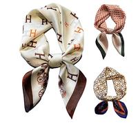 CODCOS 27.5 Inch Silk Feeling Scarf for Women Square Satin Head Scarf Hair Wrap Bandana, B032-3-pack, 27.5-inch 3PACK