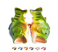 Coddies Fish Flops - The Original Fish Slippers - Funny Gift, Christmas Fishing Gift, Unisex Sandals, Flip Flops, Bass Slides, House Shoes (7/8 UK (40/41 EU) Green)
