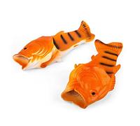 Coddies Fish Flops - The Original Fish Slippers - Funny Gift, Christmas Fishing Gift, Unisex Sandals, Flip Flops, Bass Slides, House Shoes (7/8 UK (40/41 EU), Orange)