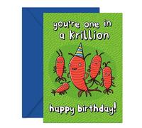 Coddies - Funny Happy Birthday Card - Fish Pun Greeting Card for Men & Women - 'You're one in a krillion, happy birthday!' - Fishing Humour for Dad, Husband or Son