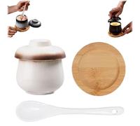 Coddled Egg Cups, Coddled Egg Cups with Lids & Tray, 250ml Vintage Porcelain Ceramic Eggs Cooker With Spoon, Ceramic Coddled Eggs Pots Cupss Maker Sets for Steamedeggs, Soup (White)