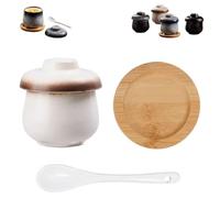 Coddled Egg Cups, Egg Coddlers Sets With Lids, Vintage Style Ceramic Eggs Cooker, Porcelain Tableware Breakfast Serving for Steaming Eggs, Making Soup and Pudding (Style B)