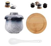 Coddled Egg Cups, Egg Coddlers Sets With Lids, Vintage Style Ceramic Eggs Cooker, Porcelain Tableware Breakfast Serving for Steaming Eggs, Making Soup and Pudding (Style A)