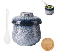 Coddled Egg Cups with Lids, 250ml Porcelain Egg Coddlers Set, Retro Table Treasure Chawanmushi Steamed Eggs Dish, Elegant Breakfast Tableware for Soft Boiled or Steamed Eggs (A)