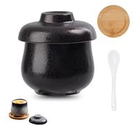 Coddled Egg Cups with Lids,250ml Vintage Ceramic Egg Coddlers for Soft-Boiled & Steamed Eggs, Porcelain Breakfast Cooker for Chawanmushi, Soup, Pudding & Everyday Kitchen Use (D)