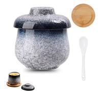 Coddled Egg Cups with Lids,250ml Vintage Ceramic Egg Coddlers for Soft-Boiled & Steamed Eggs, Porcelain Breakfast Cooker for Chawanmushi, Soup, Pudding & Everyday Kitchen Use (A)