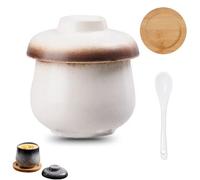 Coddled Egg Cups with Lids,250ml Vintage Ceramic Egg Coddlers for Soft-Boiled & Steamed Eggs, Porcelain Breakfast Cooker for Chawanmushi, Soup, Pudding & Everyday Kitchen Use (B)