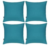 Coddsmz 4 Pack Decorative 100% Cotton Pillow Covers Square Cushion Cover Solid DIY Throw Pillowcase for Home Bed Sofa Halloween Christmas,Teal,4 Pack-18" x 18"/45x45cm