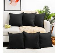 Coddsmz 6 Pack Decorative 100% Cotton Pillow Covers Square Cushion Cover Solid DIY Halloween Throw Pillowcase for Home Sofa Bedroom,Black,6 Pack-16" x 16"/40x40cm (ONLY Covers, NOT Insert)