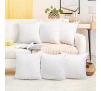 Coddsmz 6 Pack Decorative 100% Cotton Pillow Covers Square Cushion Cover Solid DIY Throw Pillowcase for Spring Home Sofa Bedroom,Pure White,6 Pack-18" x 18"/45x45cm (ONLY Covers, NOT Insert)