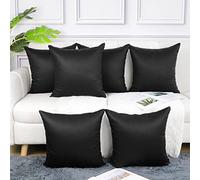 Coddsmz 6 Pack Decorative 100% Cotton Pillow Covers Square Cushion Cover Solid DIY Throw Pillowcase for Home Bed Sofa Halloween Christmas,Black,6 Pack-20" x 20"/50x50cm
