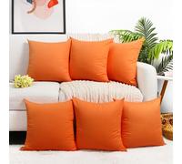 Coddsmz 6 Pack Decorative 100% Cotton Pillow Covers Square Cushion Cover Solid Halloween DIY Throw Pillowcase for Home Bed Sofa Thanksgiving,Orange,6 Pack-18" x 18"/45x45cm