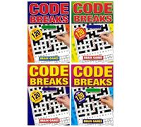 Code Breaker Puzzle Books Set of 4 - A5 Brain Teaser Word Puzzle Books for Adults & Teens - 129 Codeword Puzzles Per Book with Solutions - Crossword & Sudoku Style Brain Games