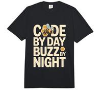 Code By Day Buzz By Night Programmer Bee Humor Comfort Colors Adult Heavyweight T-Shirt