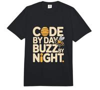 Code By Day Buzz By Night Programmer Bee Humor Comfort Colors Adult Heavyweight T-Shirt