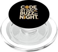 Code By Day Buzz By Night Programmer Bee Humor PopSockets PopGrip for MagSafe