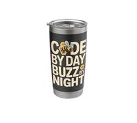 Code By Day Buzz By Night Programmer Bee Humor Stainless Steel Insulated Tumbler