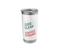 Code Clean Coffee Programming Software Developer Coding Stainless Steel Insulated Tumbler