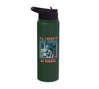 Code Coffee and A Little Bit of Al Magic Programmer Stainless Steel Insulated Water Bottle