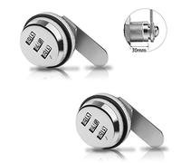 Code Combination Cam Lock,2 pcs Drawer Combination Lock,Silver Zinc Alloy Cabinet Security Password Coded Lock,Rotary Tongue Cam Lock for Office Drawer Cabinet Toolbox(15-25mm)