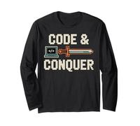 Code & Conquer Retro Gamer Coder Long Sleeve T-Shirt