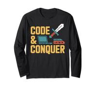 Code & Conquer Retro Gamer Coder Long Sleeve T-Shirt