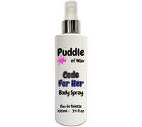 Code For Her Body Spray - 100ml Eau de Toilette (EDT) - Atomiser Mist - Perfume Scent - Vegan Friendly - Puddle of Wax - Made in the UK
