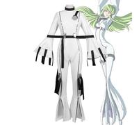 Code Geass C.C. Cosplay Costume, White Jumpsuit With Black Straps And Unique Bell - Shaped Sleeves & Leg Openings Perfect For Anime Conventions, Cosplay Events And Fan Gatherin(Size:XXXL,Color:Yellow)