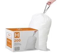 Simplelisa Code H (200 Count) 8-9 Gallon Heavy Duty Drawstring Plastic Trash Bags Compatible with simplehuman Code H | 1.2 Mil | White Garbage Can Liners 8-9 Gallon/30-35 Liter