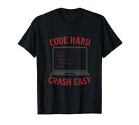 Code Hard Crash Easy Cracked Screen Graphic T-Shirt