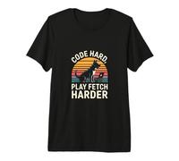 Code Hard Play Fetch Harder Programmer Dog Lover Premium T-Shirt