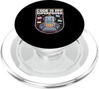 Code Is My Superpower Programmer Robot PopSockets PopGrip for MagSafe