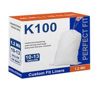 Code K 100 Count 10-15 Gallon Heavy Duty Trash Bags 1.2 Mil THICK Compatible with simpIehuman Code K White Garbage Can Liners Reinforced Drawstring Plastic Trash Bags PERFECT FIT & GRAND SAVE