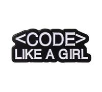 Code Like A Girl Enamel Pin Badge 1.8cm x 3cm Black White Tech Inspired Statement Lapel Pin Collectible Metal Badge For Jackets Bags Hats Gifts
