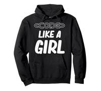 Code Like A Girl Programmer Girl Computer Debugging Coder Pullover Hoodie
