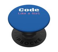 Code Like a Girl Shirt - Programming Coder Woman PopSockets Adhesive PopGrip