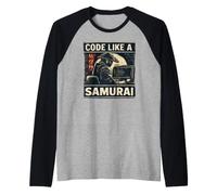 Code Like A Samurai Japanese Programmer Software Developer Raglan Baseball Tee