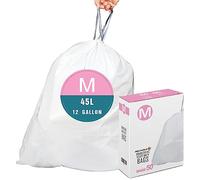 Code M Heavy Duty Trash Bags with Reinforced Drawstring for 12 Gallon/45 Liter Compatible with simplehuman Code M (50 Count) | Tear & Leak Resistant Drawstring Garbage Liners