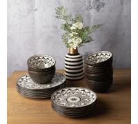 Code Maison 12 Piece Ceramic Inari Dinner Set - Black