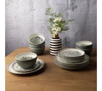 Code Maison 12 Piece Ceramic Inari Dinner Set - Green