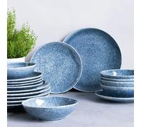 Code Maison Feather Reactive 18 Piece Dinner Set - Blue